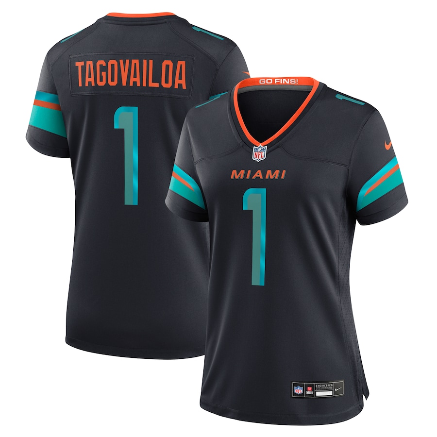 women Miami Dolphins #1 Tua Tagovailoa Nike 2025 Blue Limited Nike NFL Jersey